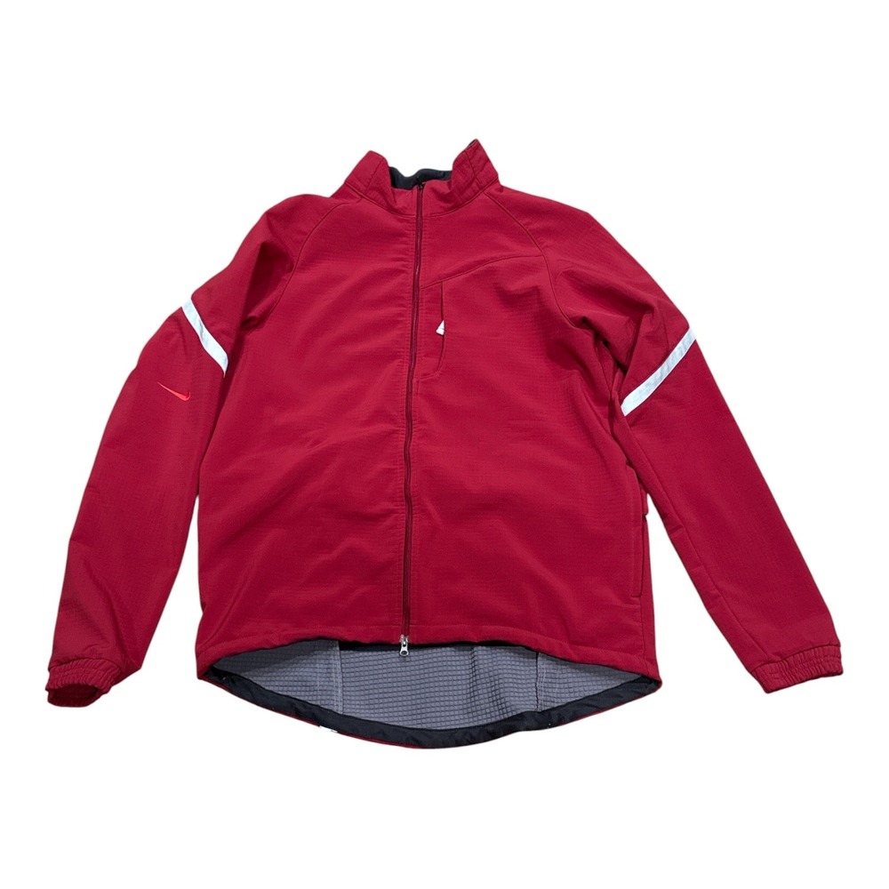 Nike Mens XL Red Cycling Jacket Reflective Thermal Full Zip Bike Coat